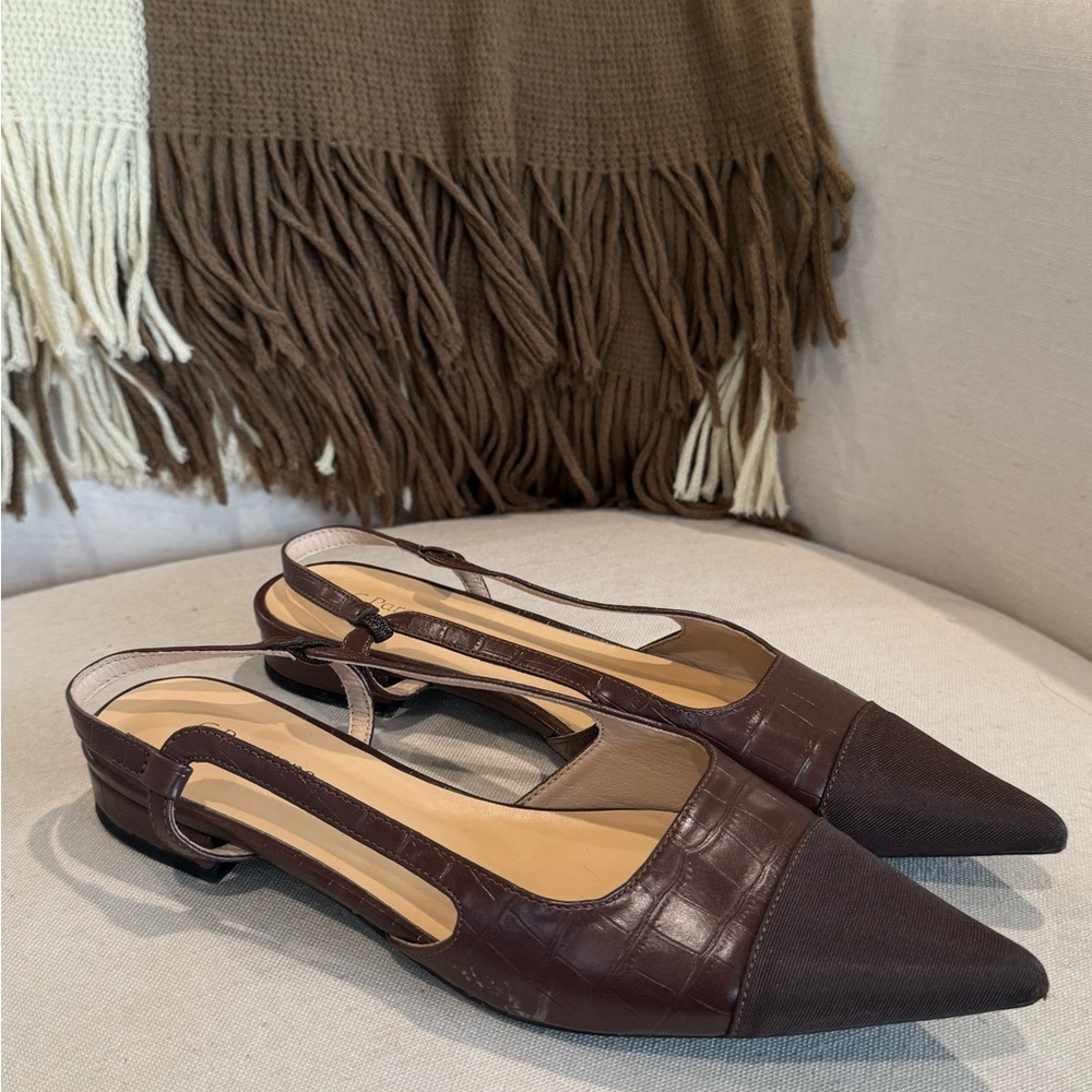 C.Paravano Elegant Brown Slingback Flats